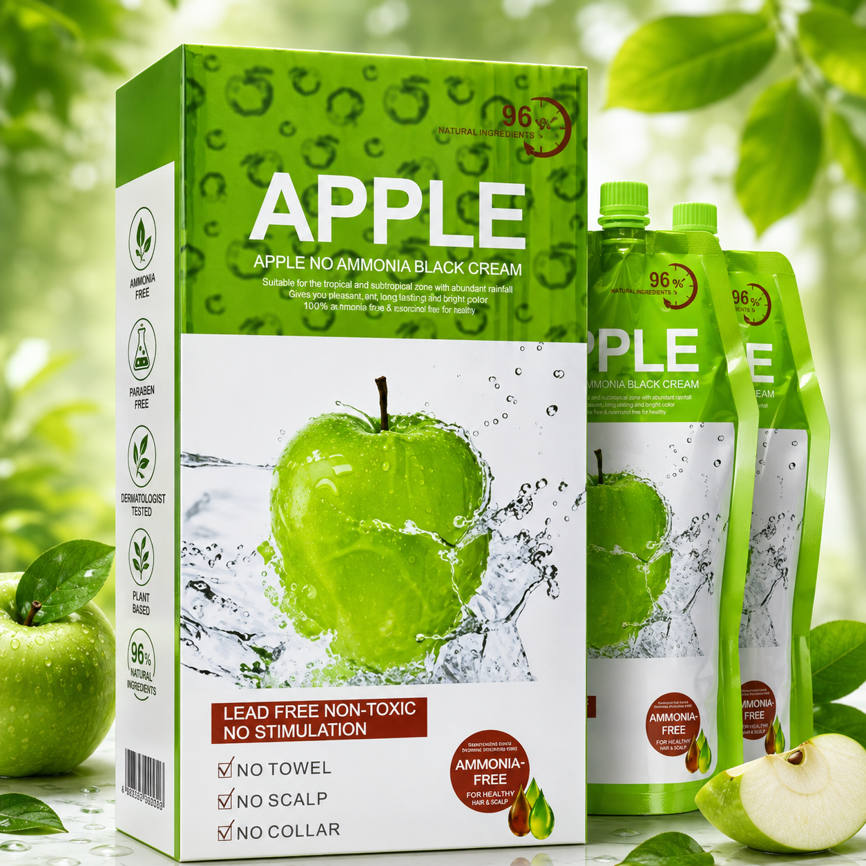🟢 Product Title  Apple No Ammonia Black Hair Color Cream – Quick Grey Hair Coverage  Short Selling Title  Apple Hair Color – 10 Minute Natural Black Hair Dye